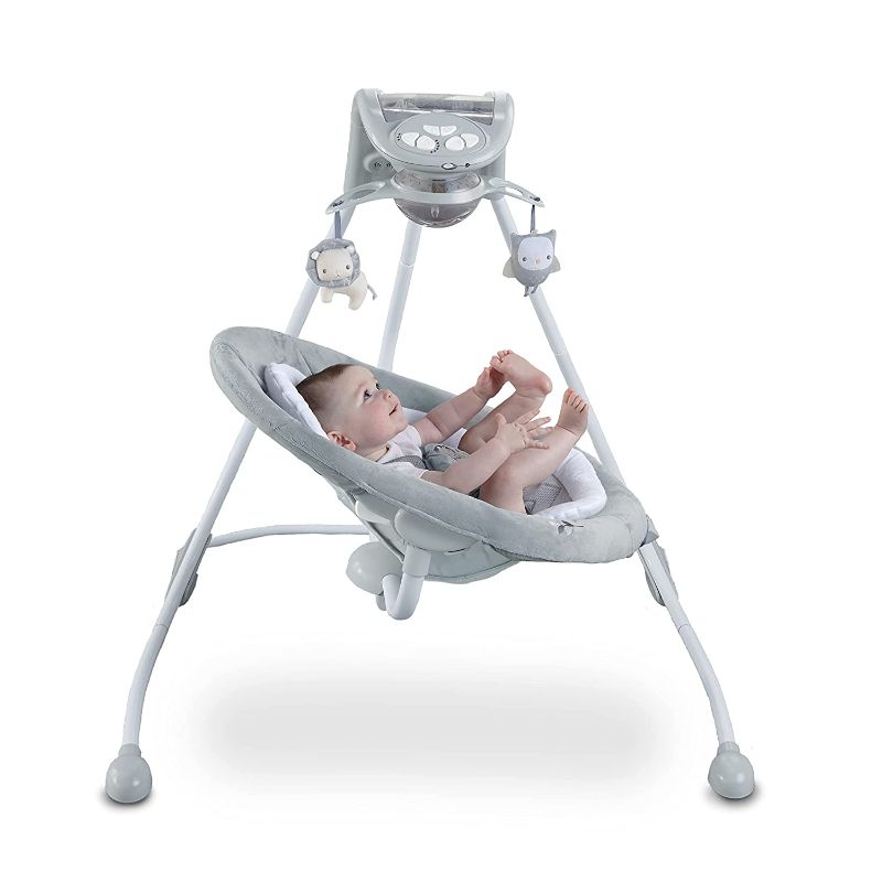 Photo 1 of Ingenuity InLighten Baby Swing - Cool Mesh Fabric, Vibrations, Swivel Infant Seat, Nature Sounds, Light Up Motorized Mobile - Braden
