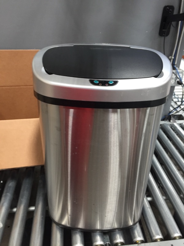 Photo 1 of *** PARTS ONLY *** SensorCan 13 Gallon Battery-FREE Automatic Sensor Kitchen Trash Can with Power Adapter, Oval Shape Stainless Steel Garbage Bin with AC Plug
