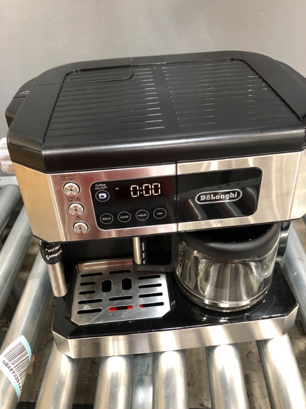 Photo 1 of De'Longhi All-in-One Combination Coffee Maker & Espresso Machine + Advanced Adjustable Milk Frother for Cappuccino & Latte + Glass Coffee Pot 10-Cup, COM532M
