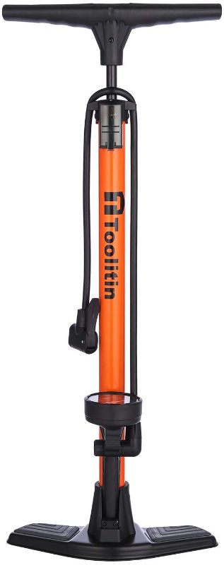 Photo 1 of TOOLITIN Bike Pump with Gauge,High Pressure,Floor Bicycle Pump Compatible with Presta and Schrader Valve,Bike Tire Pump for Road Bike,MTB,Hybrid,Balls…
