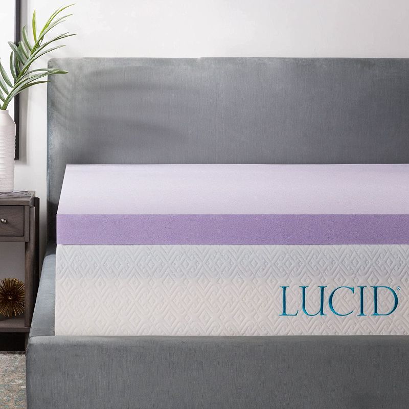 Photo 1 of ** NO SIZE PRINTED OR FOUND **
LUCID 3 Inch Lavender Infused Memory Foam Mattress Topper - Ventilated Design 