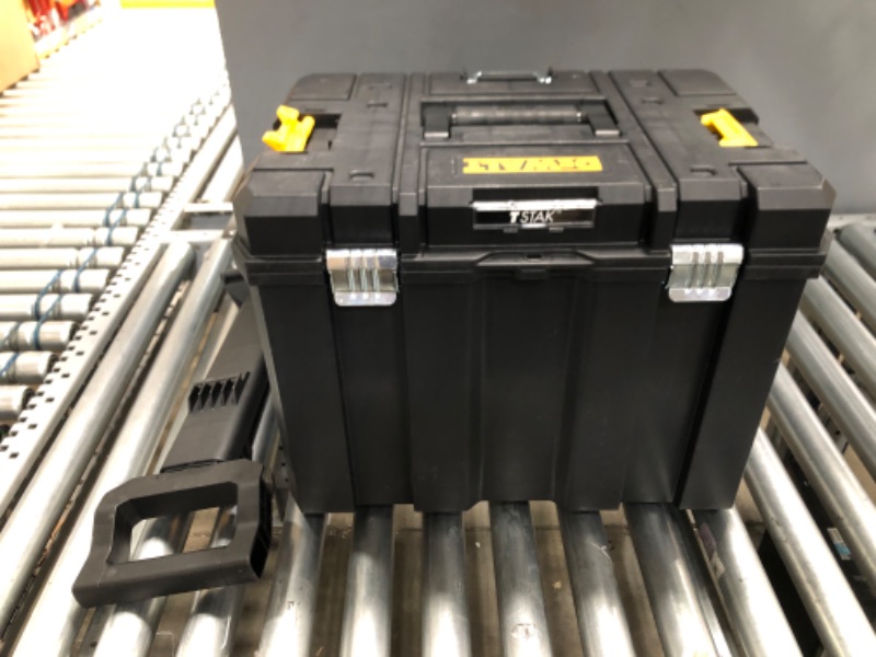 Photo 3 of * SEE THE LAST PHOTO FOR DAMAGE **
DEWALT Tool Box with Wheels, TSTAK, Deep Box (DWST17820) , Black, Deep Box With Wheels
