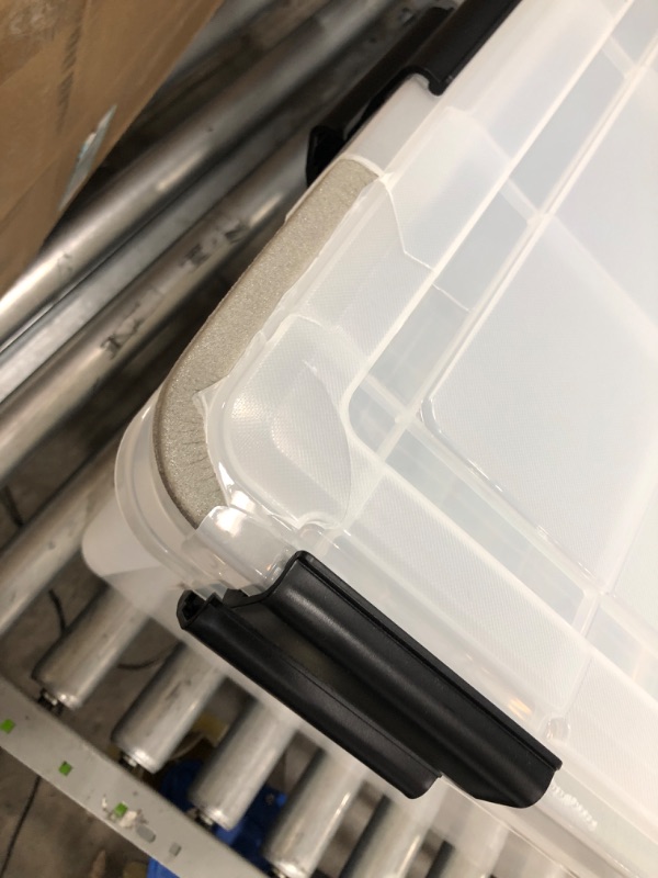 Photo 3 of ** ONLY THE TWO LID SIDE END CRACK **
** SEE THE IMAGE FOR DAMAGE **
IRIS USA 74 Quart Weathertight Plastic Storage Bin Tote Organizing Container with Durable Lid and Seal and Secure Latching Buckles, 2 Pack

