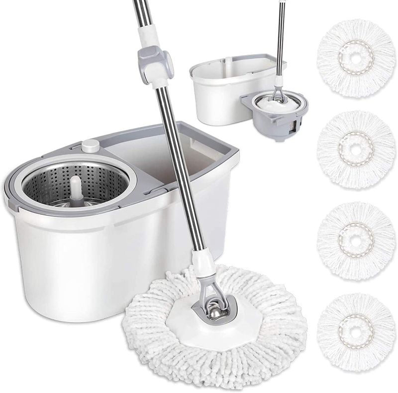 Photo 1 of ** ONLY PARTS** ** ONLY PARTS OF THE BUCKET **
BOOMJOY Spin Mop and Bucket with Wringer Set, Easy Wring Mop for Floor Cleaning with 4 Microfiber Replacement Mop Head, Adjustable Stainless Steel Handle
