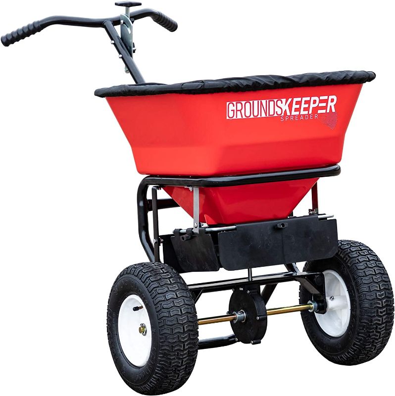 Photo 1 of ** ONLY HAS WHAT IS SHOWEN IN THE PHOTO**
 Buyers Products Walk Behind Push Snow Rock Salt Spreader 3039632R Grounds Keeper, 100 Pound Capacity, Red
20 x 24 x 32 inches
