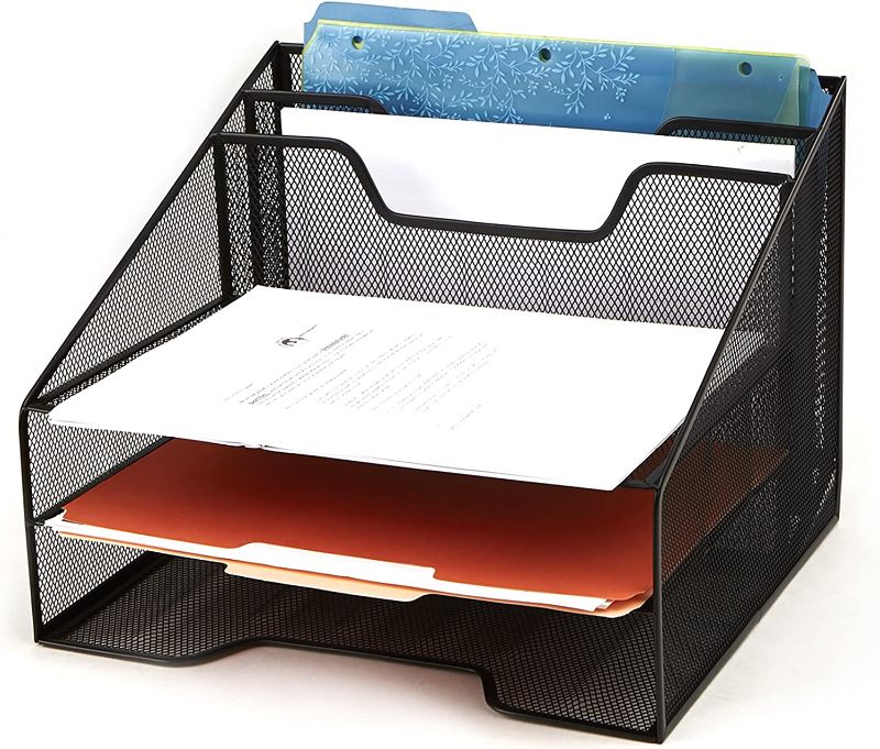 Photo 1 of Mind Reader Desk Mesh Organizer Storage, 5 Compartment, Black
