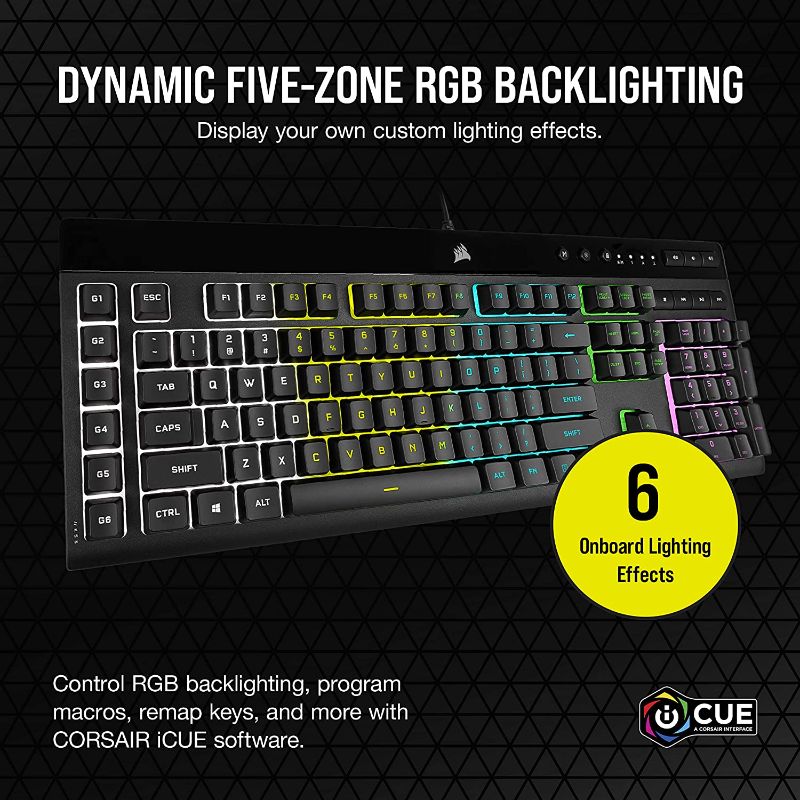 Photo 1 of CORSAIR K55 RGB PRO-Dynamic RGB Backlighting - Six Macro Keys with Elgato Stream Deck Software