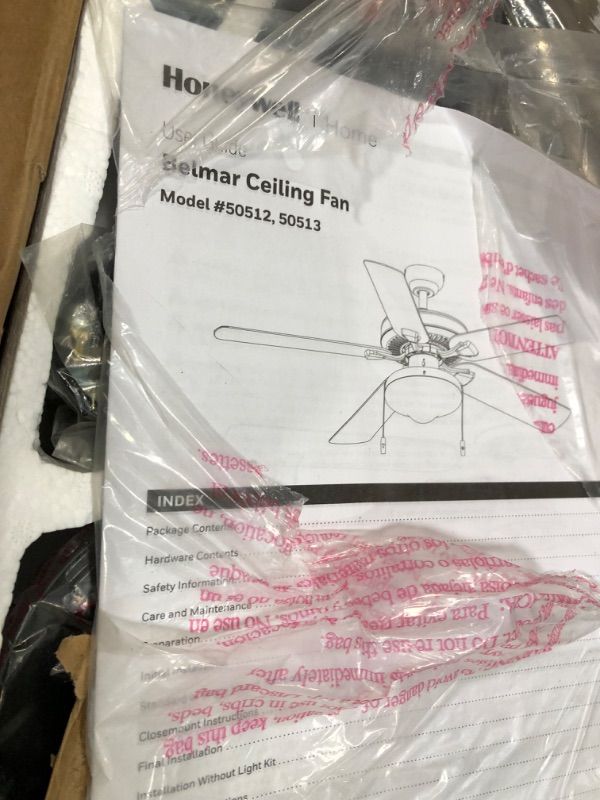 Photo 1 of ***Missing Parts***
Honeywell Belmar 52-InchIndoor/Outdoor LED Ceiling Fan - 50512
