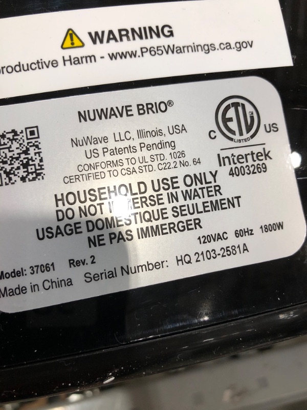 Photo 4 of NUWAVE Brio 6-in-1 Air Fryer Oven Combo, 8-Qt X-Large Size, Fit up to 3 LBS. of Fries or 5 LB. Chicken, Non-Stick Air Circulation Riser & Never-Rust Reversible Stainless Steel Rack Included
