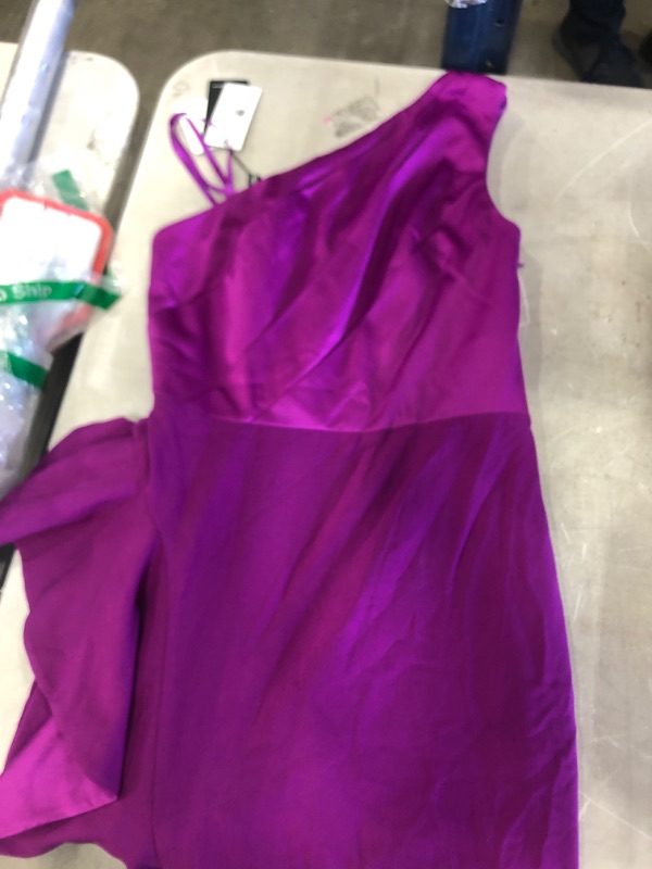 Photo 2 of ADRIANNA PAPELL ONE SHOULDER SATIN CREPE GOWN
COLOR WILD ORCHID SIZE 2 