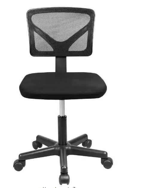 Photo 1 of Black Armless Office Chair Breathable Mesh Covering Silent Swiveling Casters Low Back Support for Computer Tasks
