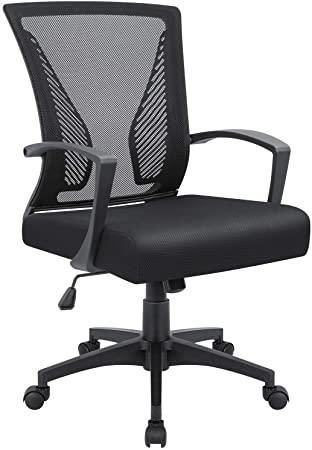 Photo 1 of Office Chair Home Office Desk Chair Task Mid Back Mesh Chair Ergonomic Swivel Lumbar Support Desk Computer Chair (Black)