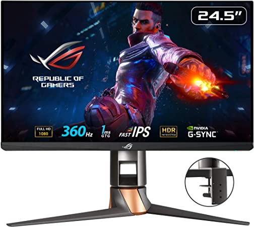 Photo 1 of ASUS ROG Swift 360Hz PG259QNR 24.5” HDR Gaming Monitor, 1080P Full HD, Fast IPS, 1ms, G-SYNC, ULMB, NVIDIA Reflex Latency Analyzer, HDMI DisplayPort USB, Desk Mount Kit, VESA Wall Mountable, HDR10