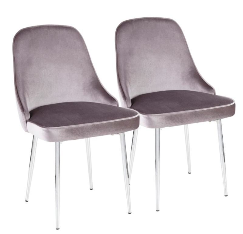 Photo 1 of **HAS MINOR SCRATHCES** 
Marcel Dining Chair - Set of 2 - Chrome Frame, Silver Velvet Fabric
