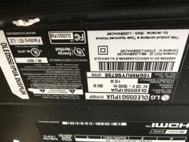 Photo 5 of PARTS ONLY NON REFUNDABLE DID NOT POWER ON 
LG OLED G1 Series 55” Alexa Built-in 4k Smart OLED evo TV (3840 x 2160), Gallery Design, 120Hz Refresh Rate, AI-Powered 4K, Dolby Cinema, WiSA Ready (OLED55G1PUA, 2021)