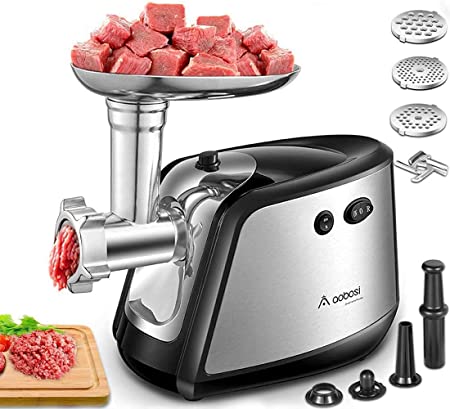 Photo 1 of Meat Grinder Electric AAOBOSI 3-IN-1 Sausage Stuffer and Grinder?2200W Max?Heavy Duty Meat Mincer Machine with 3 Sizes Plates, Sausage Tube & Kubbe Kits, Stainless Steel Blade, Dual Safety Switch