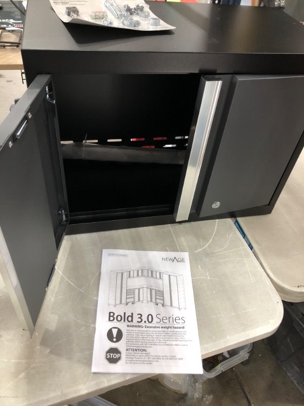 Photo 2 of **MISSING PARTS**INCOMPLETE SET** Bold Series 108 in. W x 76.75 in. H x 18 in. D 24-Gauge Steel Garage Cabinet Set in Black (7-Piece)