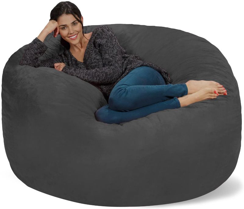 Photo 1 of  Sack Bean Bag Chair: Giant 5' Memory Foam Furniture Bean Bag - Big Sofa with Soft Micro Fiber Cover - Charcoal
