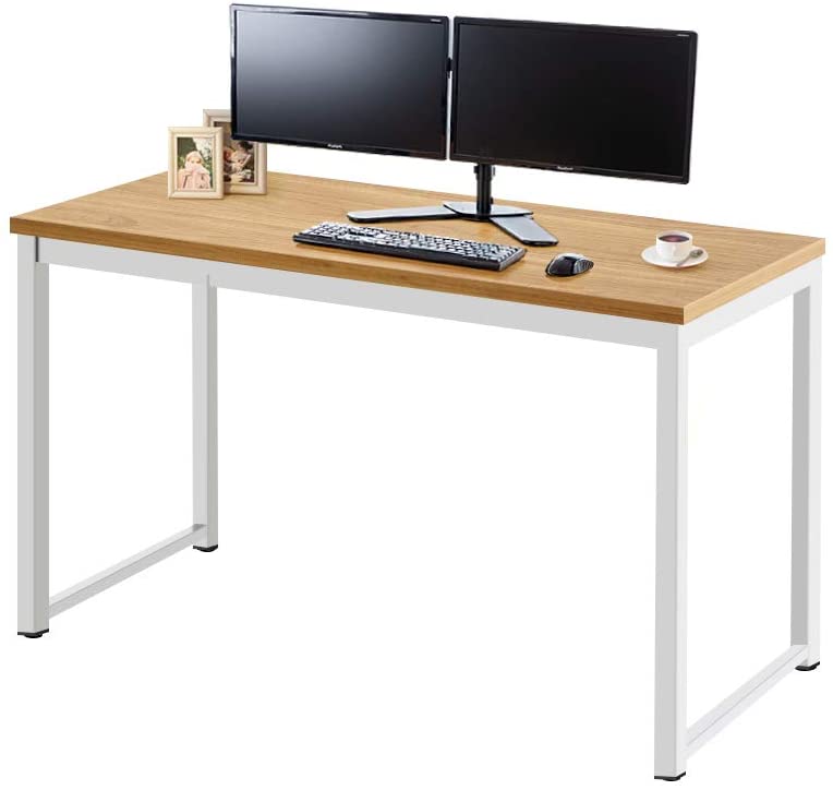 Photo 1 of AZL1 Life Concept Table Decorative Study Writing Modern Computer Desk 55'' for home office, Light Walnut with White Legs
