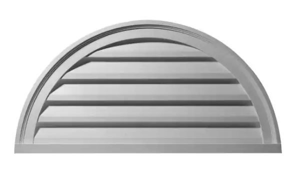 Photo 1 of 40 in. x 20 in. Half Round Primed Polyurethane Paintable Gable Louver Vent Non-Functional