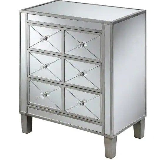 Photo 1 of 
***Damaged**Convenience Concepts
Gold Coast BettyB 23.75 in. W x 27 in. H Antique Silver Rectangular Glass End Table with Drawers