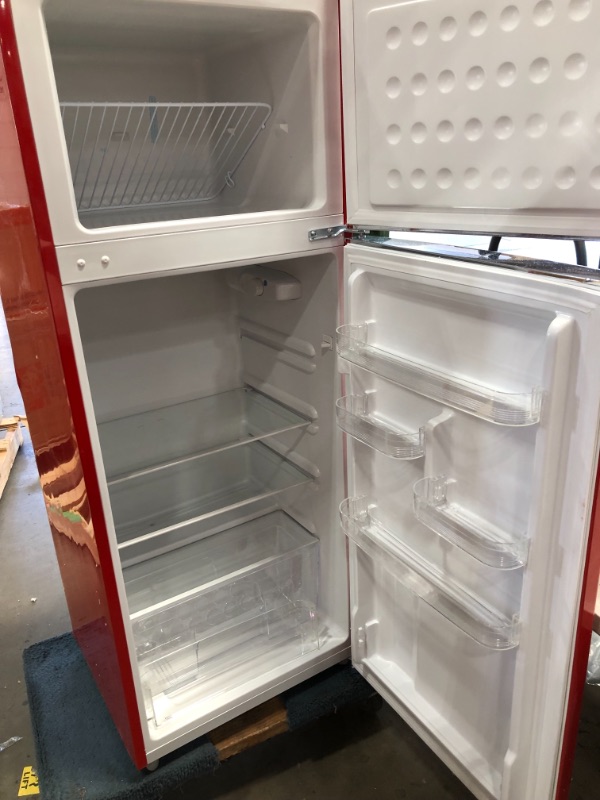 Photo 2 of **MINOR DAMAGE** RCA 7.5 Cu. Ft. Top Freezer Refrigerator in Red - RETRO, RFR786
