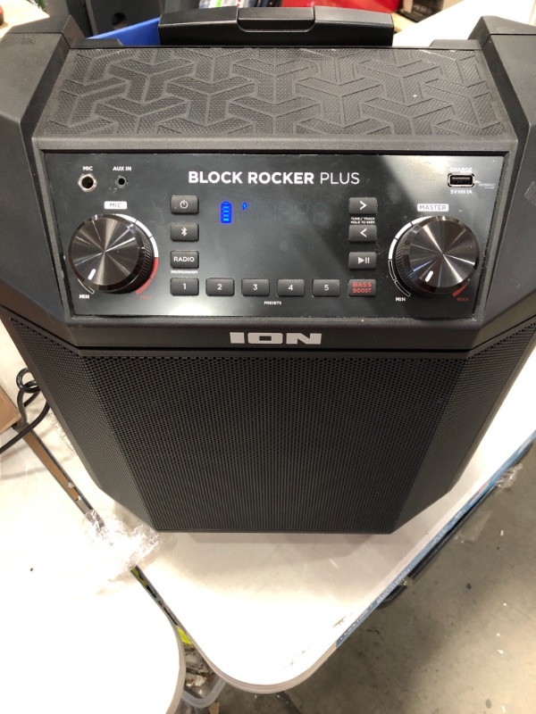 Photo 2 of ION Audio Block Rocker Plus - Portable Bluetooth Speaker 100W W/Battery, Karaoke Microphone, AM FM Radio, Wheels & Telescopic Handle and USB Charging
