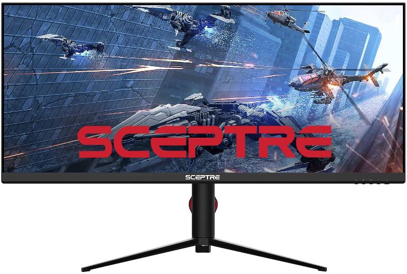 Photo 1 of Sceptre 34" IPS UltraWide QHD 3440 x 1440 21:9 Gaming Monitor up to 144Hz DisplayPort HDMI 99% sRGB 1ms Height Adjustable Black 2021 (E345B-QUT168)
