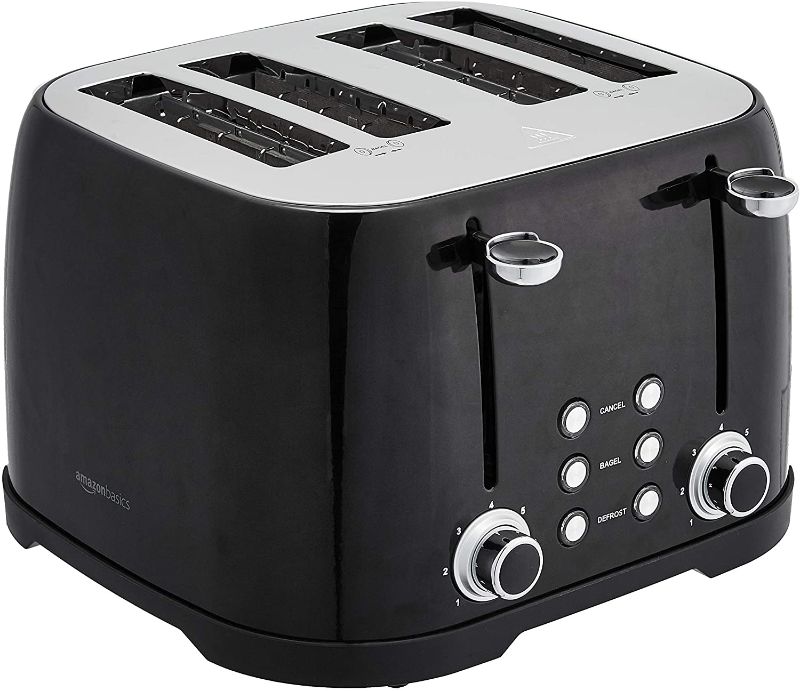 Photo 1 of Amazon Basics 4-Slot Toaster, Black
- Only one side of toaster works - Damaged 