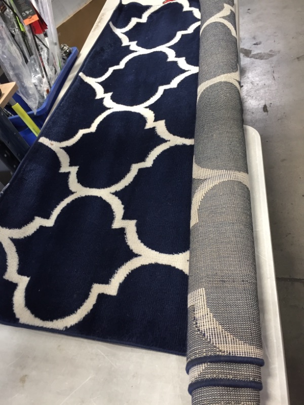 Photo 2 of -NEEDS CLEANING
Ottomanson Royal Moroccan Trellis Area Rug, Navy Blue, 5'3"X7'
