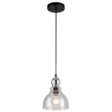 Photo 1 of 1-Light Oil Rubbed Bronze Adjustable Mini Pendant with Hand-Blown Clear Seeded Glass
