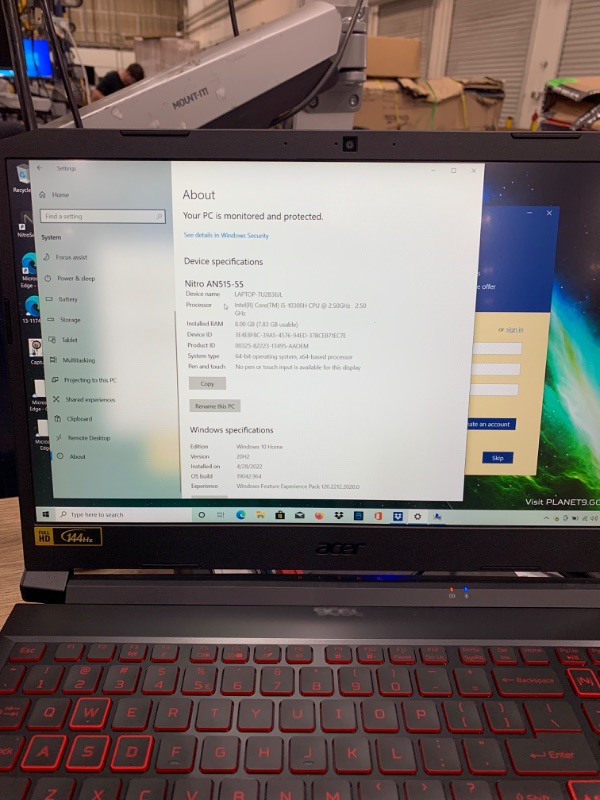Photo 1 of Acer Nitro 5 Gaming Laptop, 10th Gen Intel Core i5-10300H,NVIDIA GeForce GTX 1650 Ti, 15.6" Full HD IPS 144Hz Display, 8GB DDR4,256GB NVMe SSD,WiFi 6, DTS X Ultra,Backlit Keyboard,AN515-55-59KS