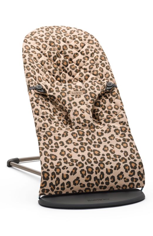 Photo 1 of BABYBJORN Bouncer Bliss - Beige/Leopard, Cotton, Classic Quilt, Dark Gray Frame
