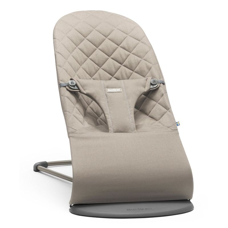 Photo 1 of BABYBJORN Bouncer Bliss - Sand Gray, Cotton, Classic Quilt, Dark Gray Frame
