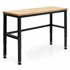 Photo 1 of 48 in. Adjustable Workbench Solid Oak Wood Top 2000 lbs. Heavy-Duty Worktable
