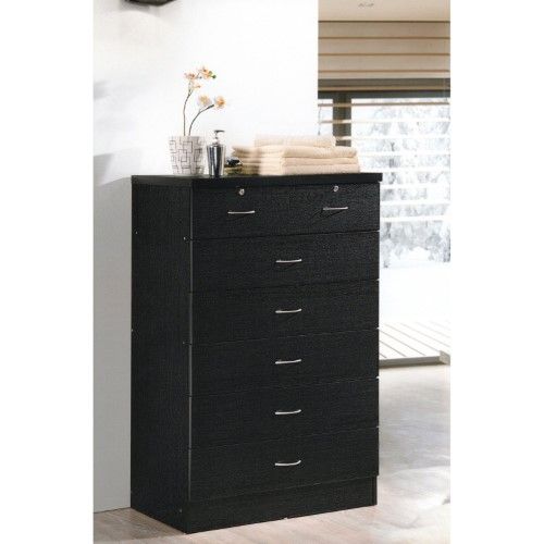 Photo 1 of ***INCOMPLETE, HARDWARE LOOSE IN BOX*** HI70DR BLACK 7-Drawer Chest with Locks on 2-Top Drawers in Black
