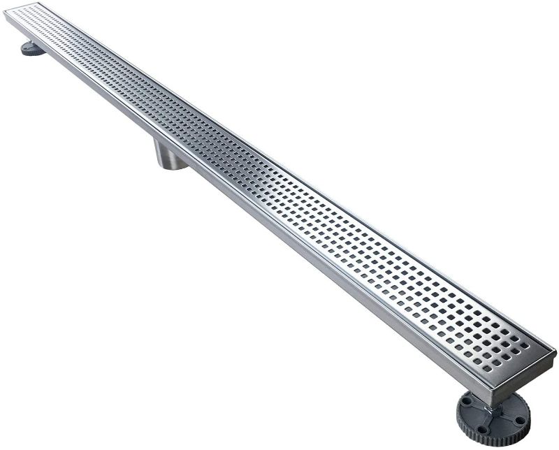 Photo 1 of ***INCOMPLETE, MISSING ONE FOOT** Neodrain 72-Inch Linear Shower Drain with Quadrato Pattern Grate, Professional Brushed 304 Stainless Steel Rectangle Shower Floor Drain Manufacturer,Floor Shower Drain With Leveling Feet,Hair Strainer
