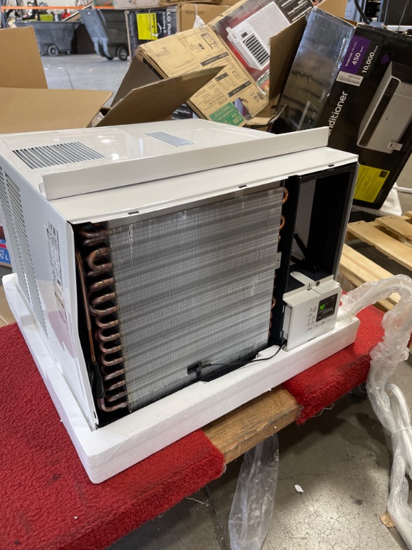 Photo 9 of ***DAMAGE SHOWN IN PICTURE*** LW8021HRSM 19" Smart Window Air Conditioner with 7500 BTU Cooling Capacity 3850 BTU Heating Capacity Remote Control and 2 Fan Speeds in White - 115
