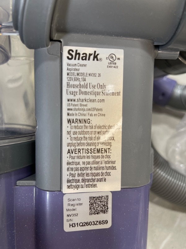 Photo 4 of ***TESTED, WORKS*** Shark NV352 Navigator Lift Away Upright Vacuum with Wide Upholstery and Crevice Tools, Lavender
