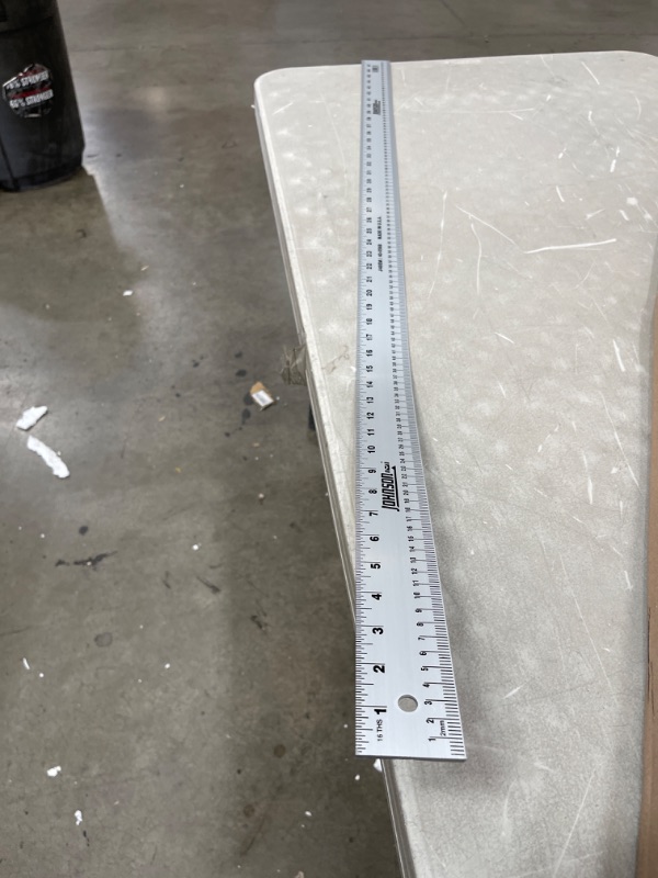 Photo 2 of ***BENT**** Johnson Level & Tool J48EM Inch/Metric Straight Edge, 48", Silver, 1 Ruler
