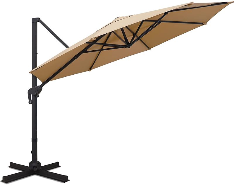 Photo 1 of **MISSING PARYS**
Sunnyglade 11FT Cantilever Patio Umbrella Round Deluxe Offset Umbrella 360°Rotation & Integrated Tilting System Heavy Duty Patio Hanging Umbrella for Market Garden Deck Pool Backyard Patio(Tan)
