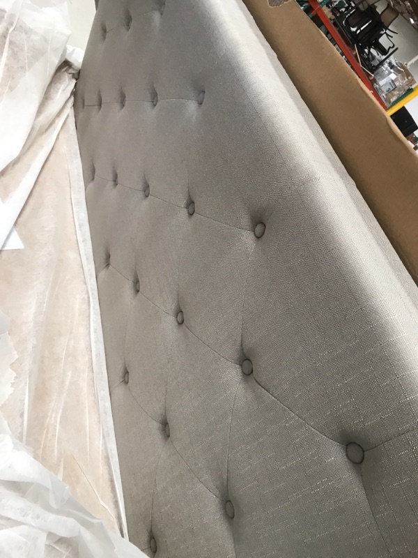 Photo 2 of (INCOMPLETE)
(BOX1OF2:HEADBOARD)
(REQUIRES BOX2 FOR COMPLETION)
Home Life Premiere Classics Cloth Light Grey Silver Linen 51" Tall Headboard Platform Bed with Slats King