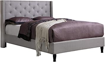 Photo 1 of (INCOMPLETE)
(BOX1OF2:HEADBOARD)
(REQUIRES BOX2 FOR COMPLETION)
Home Life Premiere Classics Cloth Light Grey Silver Linen 51" Tall Headboard Platform Bed with Slats King