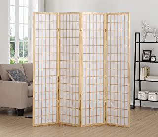 Photo 1 of (DENTED CORNER; TORN MATERIAL; SCRATCHED SURFACE)
Roundhill Furniture 4 Panel Oriental Shoji Screen Room Divider, Natural