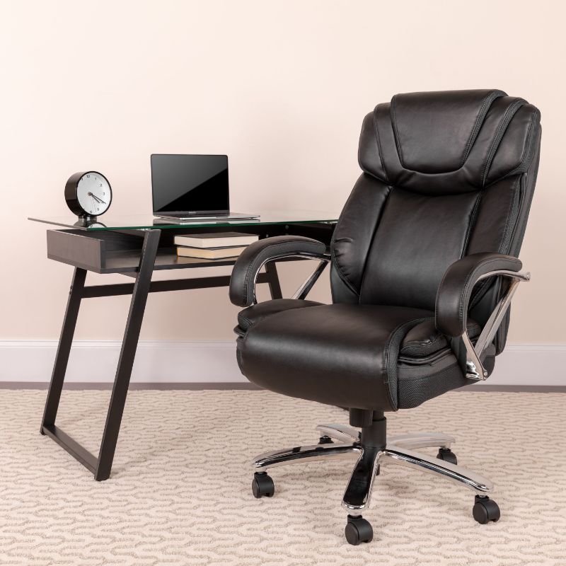Photo 1 of (COSMETIC/TORN MATERIAL DAMAGES)
Flash Furniture HERCULES Series Big & Tall 500 lb. Rated Black LeatherSoft Executive Swivel Ergonomic Office Chair with Extra Wide Seat
