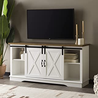 Photo 1 of (DAMAGED CORNER)
Walker Edison Richmond Modern Farmhouse Sliding Barn Door TV Stand for TVs up to 65 Inches, 58 Inch, White and Rustic Oak