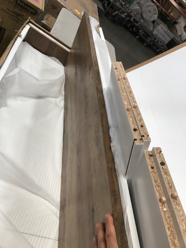 Photo 3 of (DAMAGED CORNER)
Walker Edison Richmond Modern Farmhouse Sliding Barn Door TV Stand for TVs up to 65 Inches, 58 Inch, White and Rustic Oak