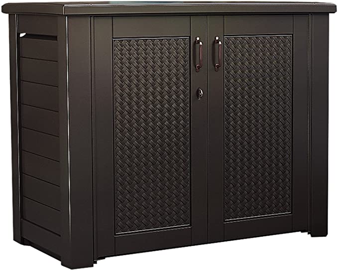 Photo 1 of (SCRATCH/DENT DAMAGES)
Rubbermaid Extra Large Decorative Patio Storage Cabinet, Weather Resistant, 123 Gal., Dark Teakwood, for Garden/Backyard/Home/Pool
