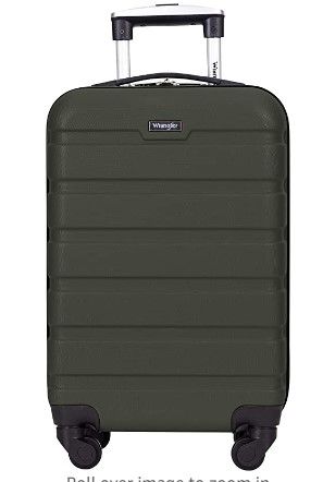 Photo 1 of Wrangler Hardside Carry-On Spinner Luggage, Deep Depth, 20-Inch Deep Depth Green