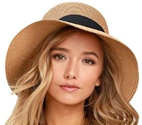 Photo 1 of FURTALK Womens Beach Sun Straw Hat UV UPF50 Travel Foldable Brim Summer UV Hat Khaki Large 